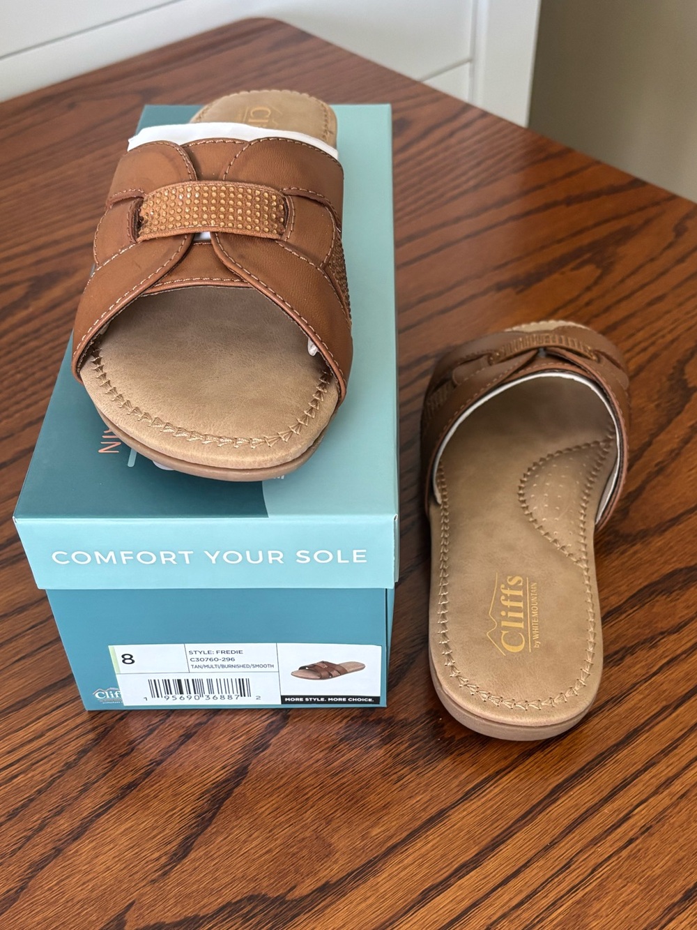 Cliffs by WHITE MOUNTAIN Women's Tan Braided Slide Sandals